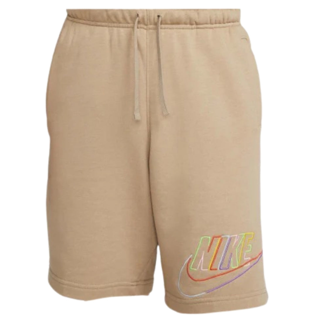 Nike Branded Multicoloured Swoosh Logo Light Brown Shorts XS