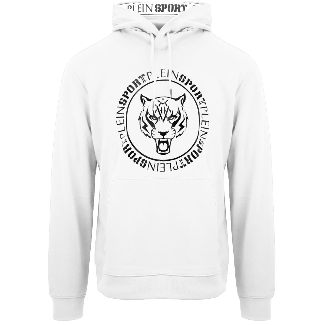 Plein Sport Circle Logo Taped Hood White Hoodie S