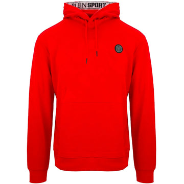 Plein Sport Large Circle Logo On Back Taped Hood Red Hoodie S