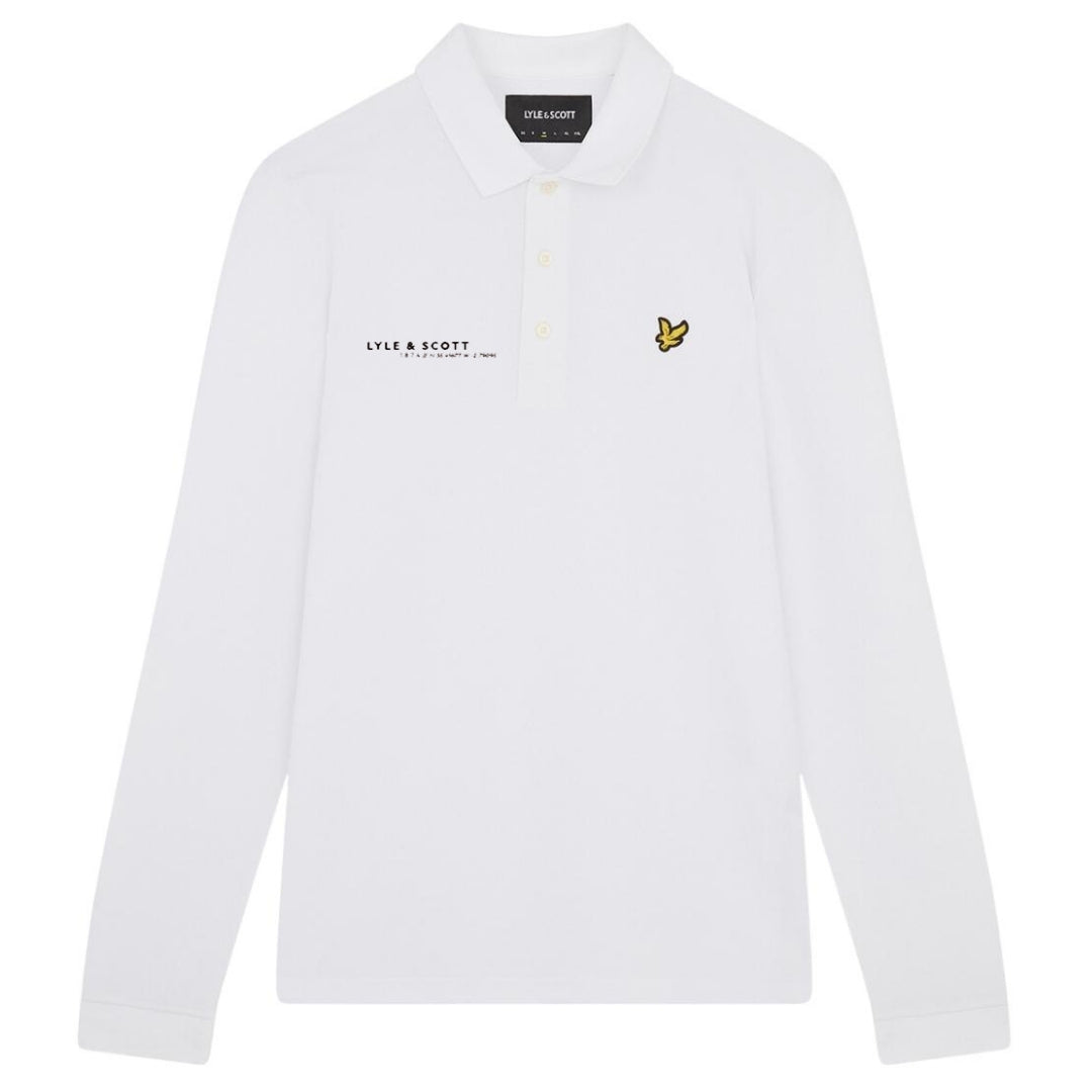 Lyle & Scott White Co-ordinate Print Logo Long Sleeved Polo Shirt M