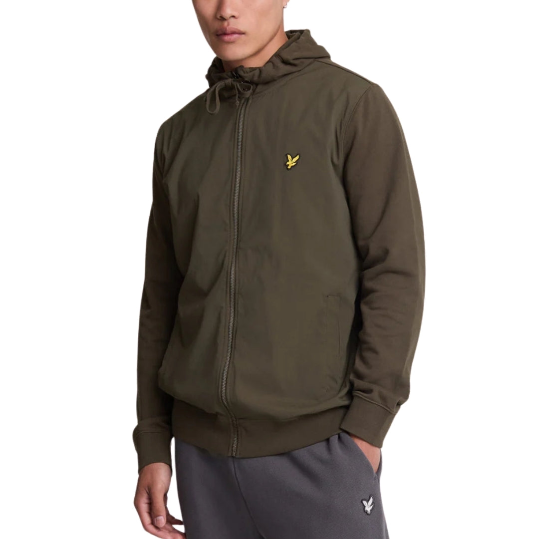 Lyle & Scott Hybrid Zip-Up Olive Green Hoodie S