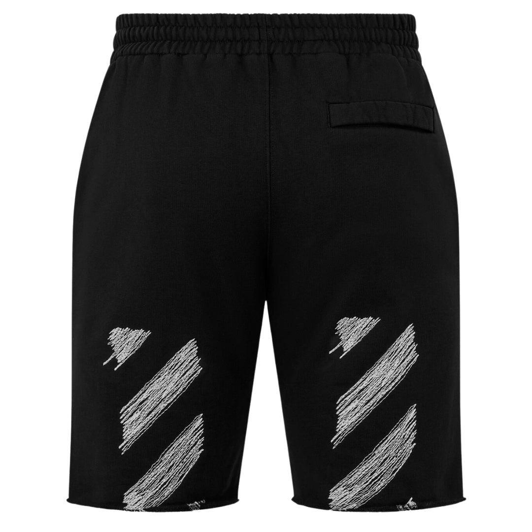 Off-White Scribble Design Black Sweat Shorts S