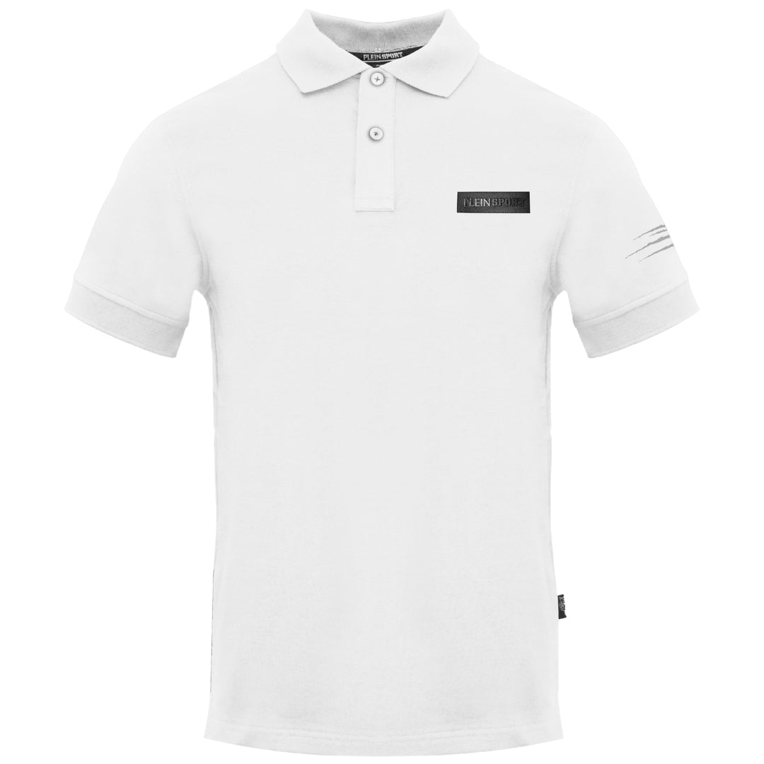 Plein Sport Slashed Sleeve White Polo Shirt S