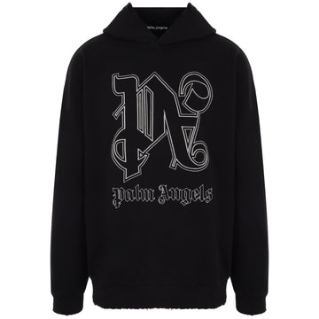 Palm Angels Monogram Statement Logo Black Hoodie S