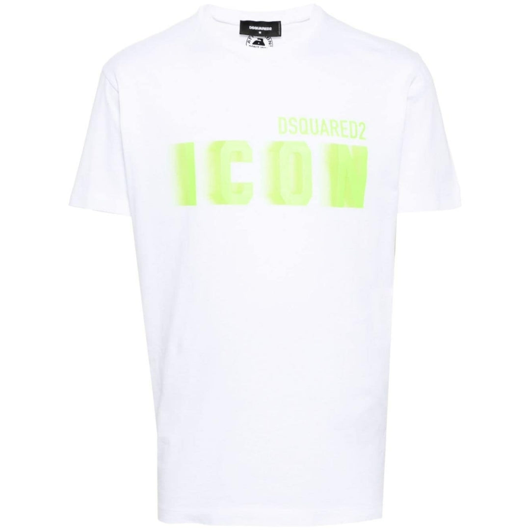 Dsquared2 Cool Fit Green Blur Icon Logo White T-Shirt XS