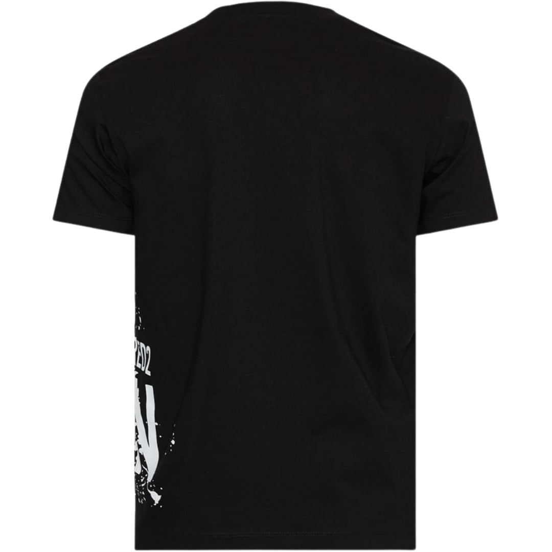 Dsquared2 Cool Fit Large Icon Paint Splatter Logo Black T-Shirt S