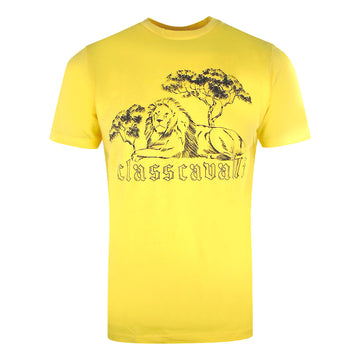 Cavalli Class Resting Lion Design Yellow T-Shirt