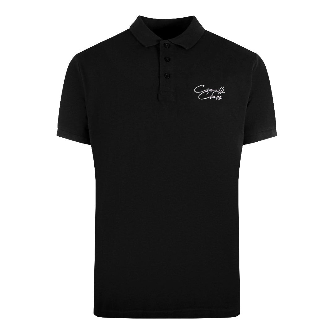 Cavalli Class Signature Logo Black Polo Shirt M