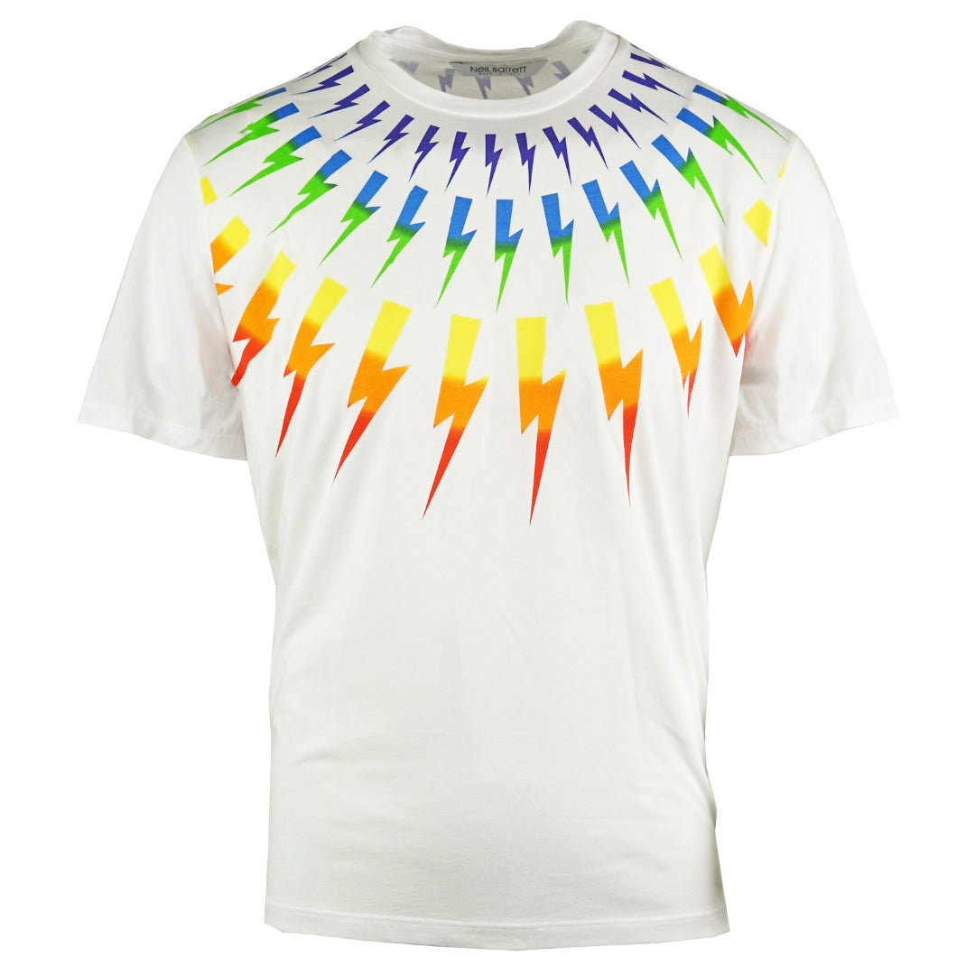 Neil Barrett Multicolour Lightning Bolt White Oversize Tee - Nova Clothing