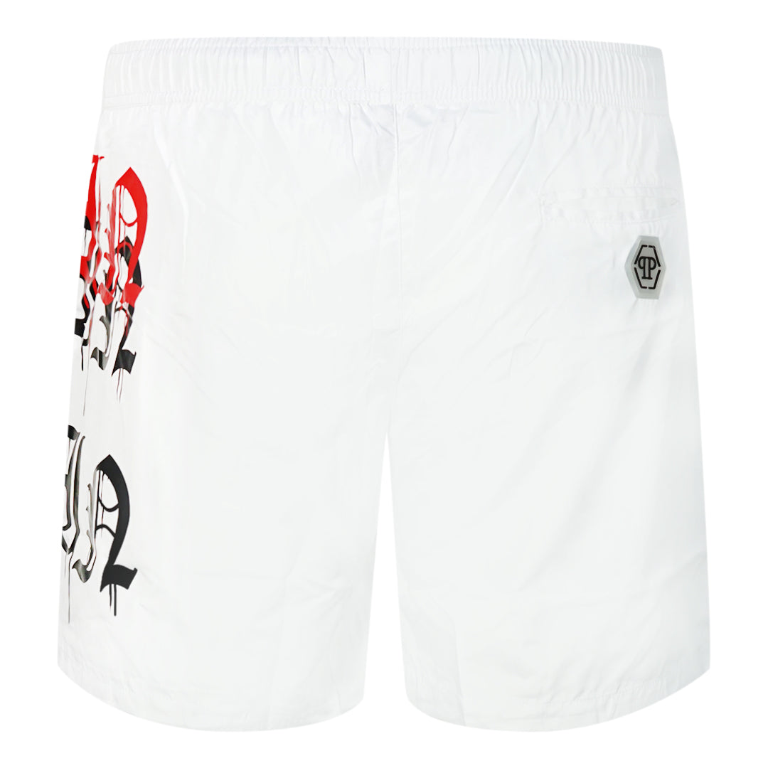 Philipp Plein Mens Cupp05M01 01 Swim Shorts White