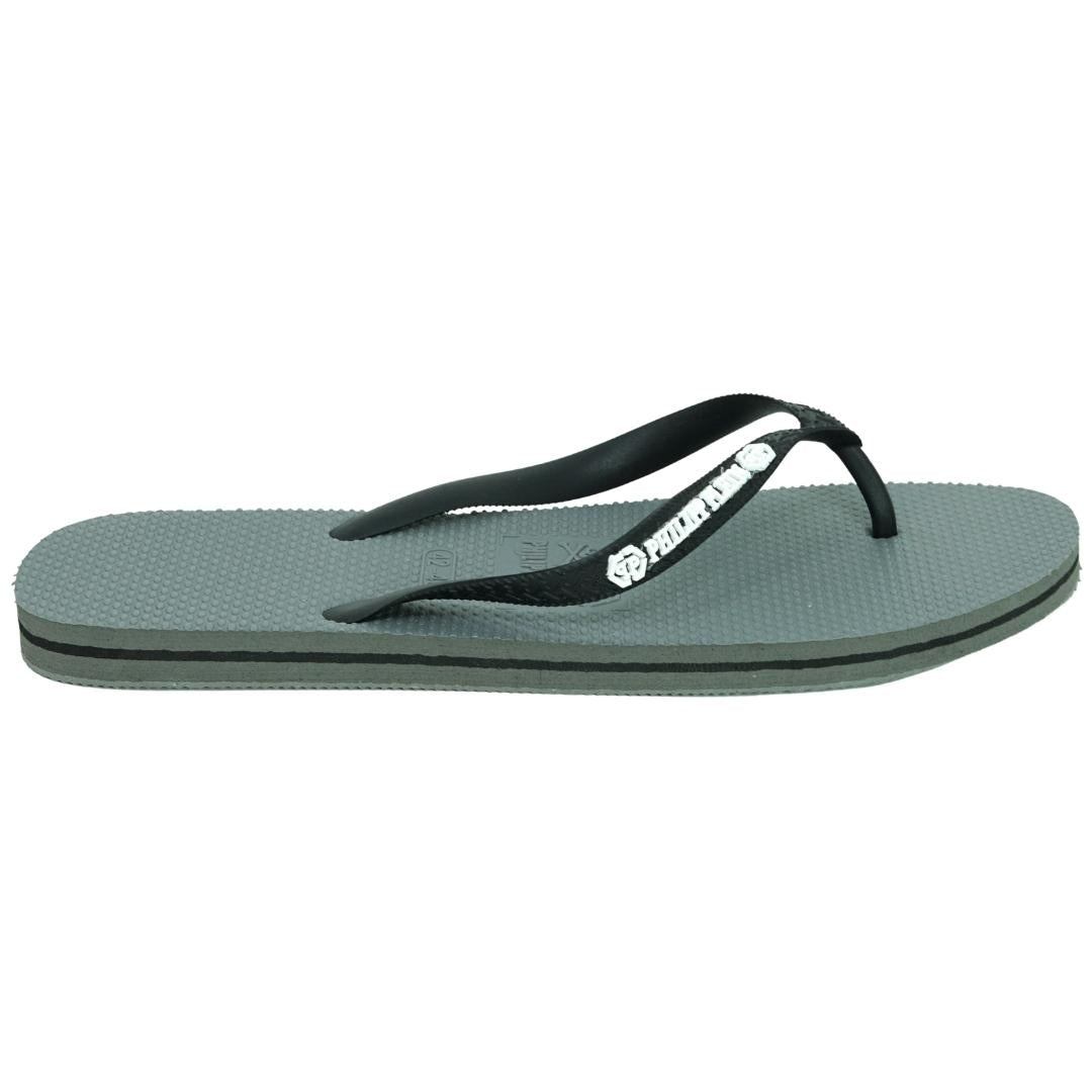 Philipp Plein Mens Imps904 94B Flip Flops Grey