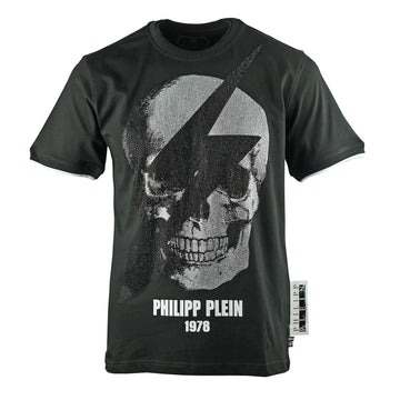 Philipp Plein Mens T Shirt Round Neck Thunder Mtk3332 02 Black