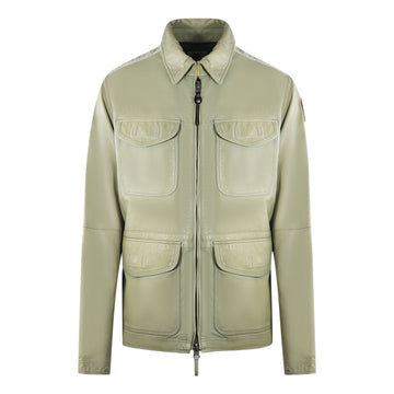 Parajumpers Mens Truman Leather Jacket Beige