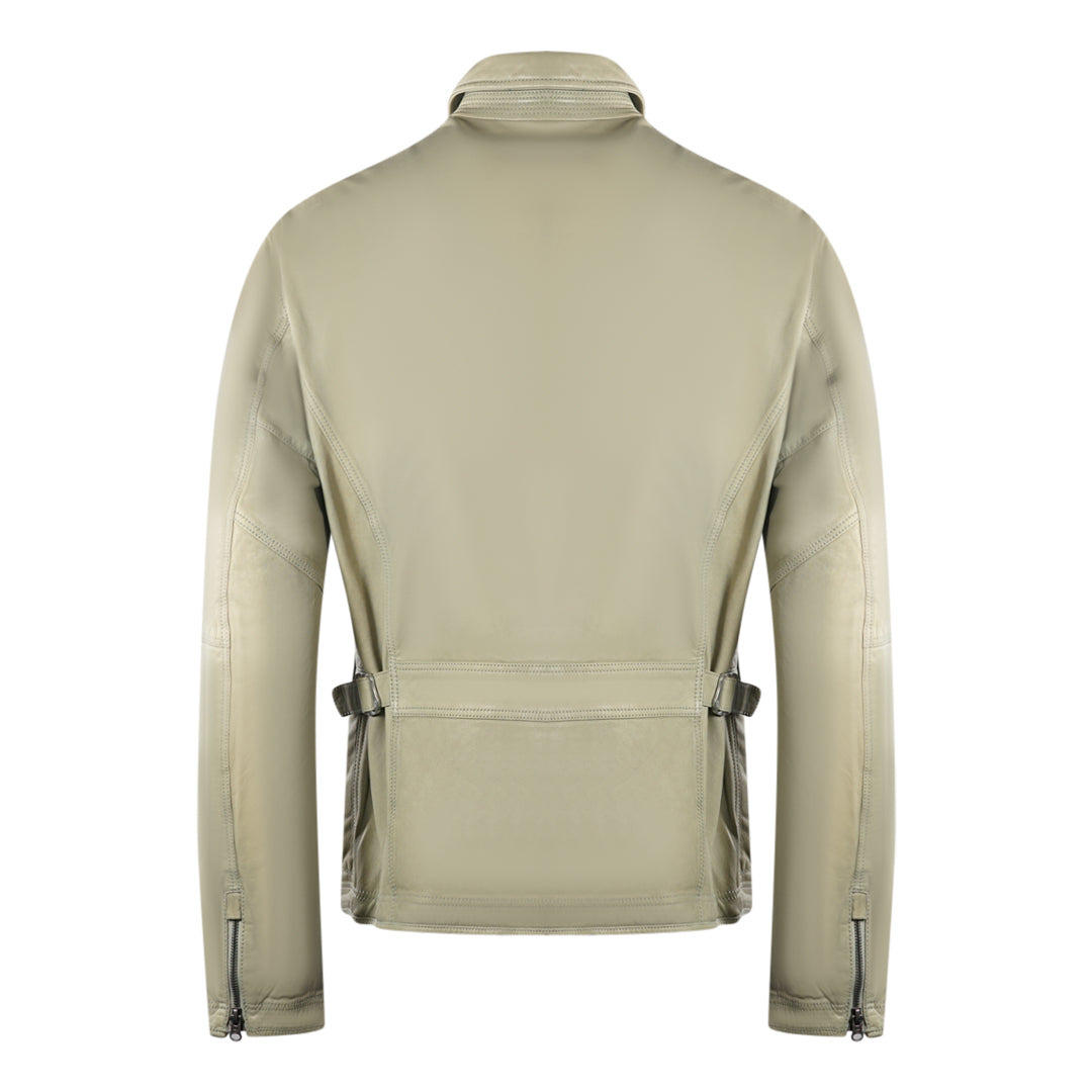 Parajumpers Mens Truman Leather Jacket Beige