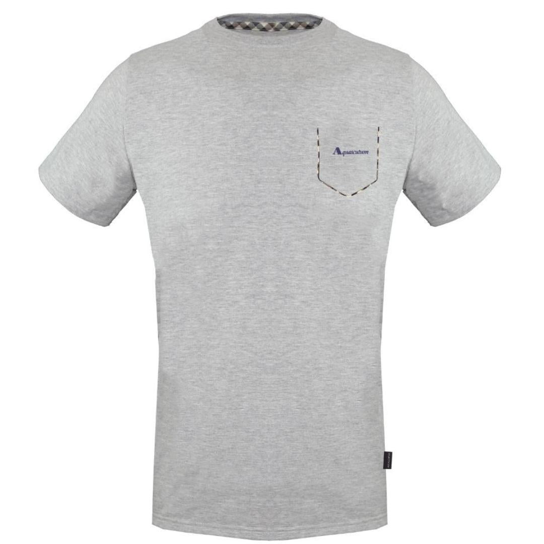 Aquascutum Check Pocket Trim Grey T-Shirt - Nova Clothing