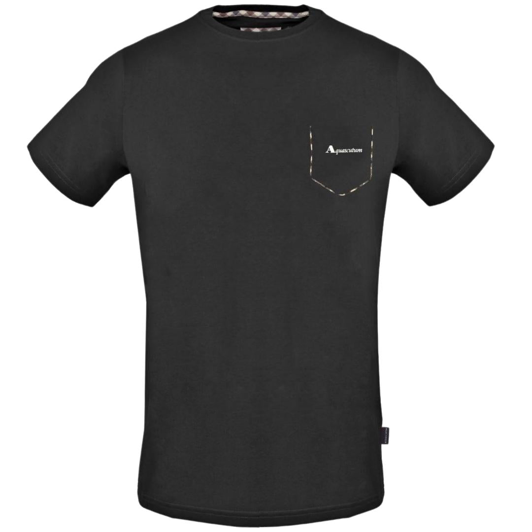 Aquascutum Check Pocket Trim Black T-Shirt - Nova Clothing